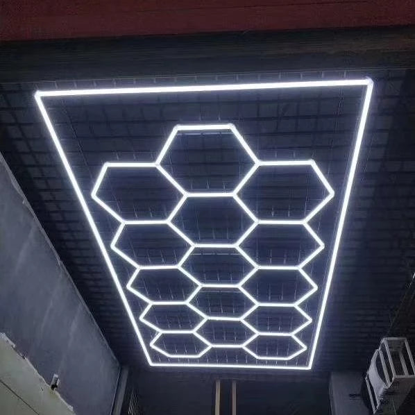 Hexagon LED Lighting Car Detail Garage Workshop Retail Light Honeycomb Hex 8x16