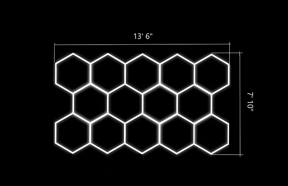 Hexagon LED Light Car Detail Garage Workshop Retail Light Honeycomb Hex 8x13.5 NO BORDER