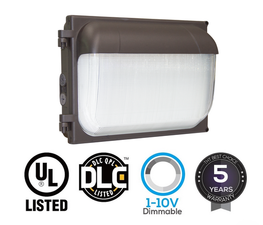 80W/100W/120W UL Listed LED SLIM Wall Pack Forward Throw 4000K/5000K w/ Photocell (replaces 400W MH)