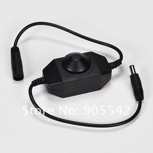 Black Round Knob Dimmer Plug n Play Single Color LED strip 3528 5050 12V 24V up to 240W Dim